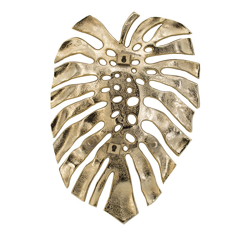 Décoration murale feuille d'or Monstera, H 13,41 po x l 18,9 po x P 1,41 po