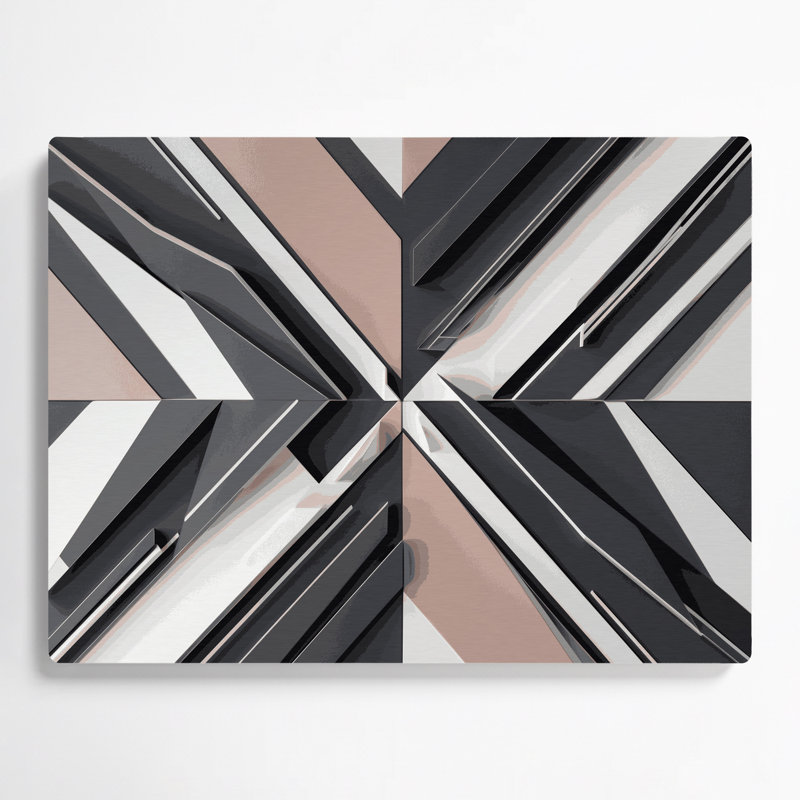 «Geometric Abstraction 99», art mural en métal gris, H 11 po x l 14 po