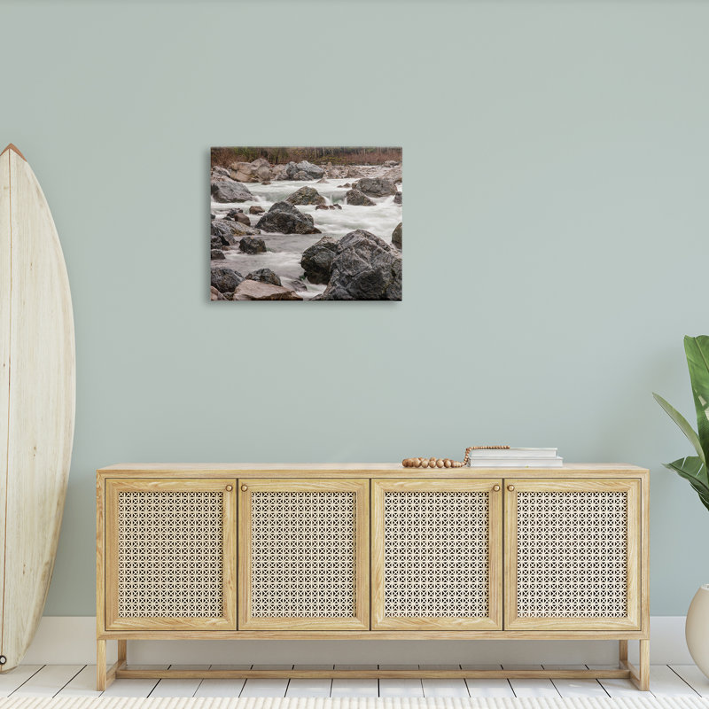 Rocky River Stream, eau qui coule, terre, par Matheson 935, H 24 po x l 30 po x P 1,5 po, Toile tendue
