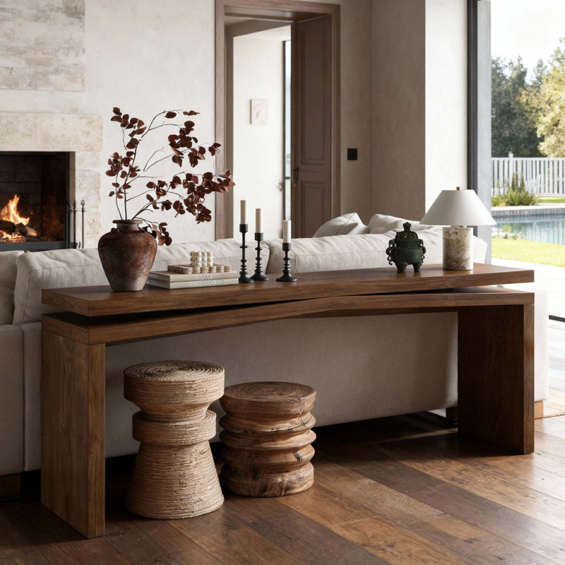 Console rustique en bois massif, Brun rustique profond