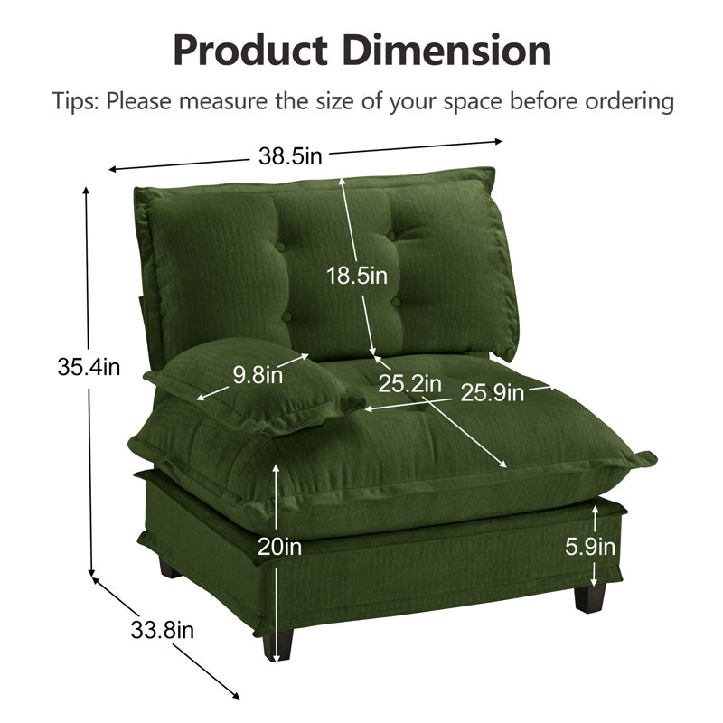 Canapé en chenille 73 LSF - Vert, Green