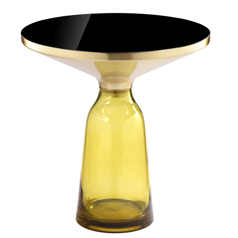 Belinda Side Table Gray Glass, Yellow