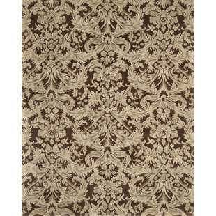 Talmo Floral Handmade Tufted Wool Brown/Lime Area Rug