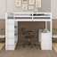 Lit mezzanine double avec tablettes et bureau