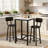3-Piece Bar Table Set For 2, 23.6 " Square Pub Table With 2 PU Upholstered Backrest Chairs, Counter Height Kitchen Table Set For Small Spaces, Bar, Restaurant, Apartment-587112767