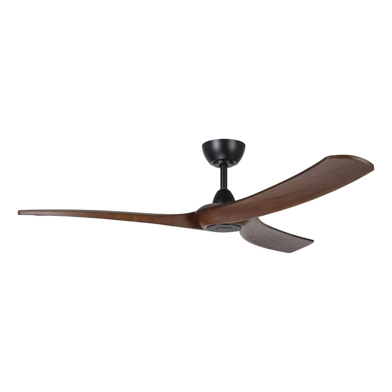 Gallashaw 60 inch Ceiling Fan, Black, Dark Brown Wood