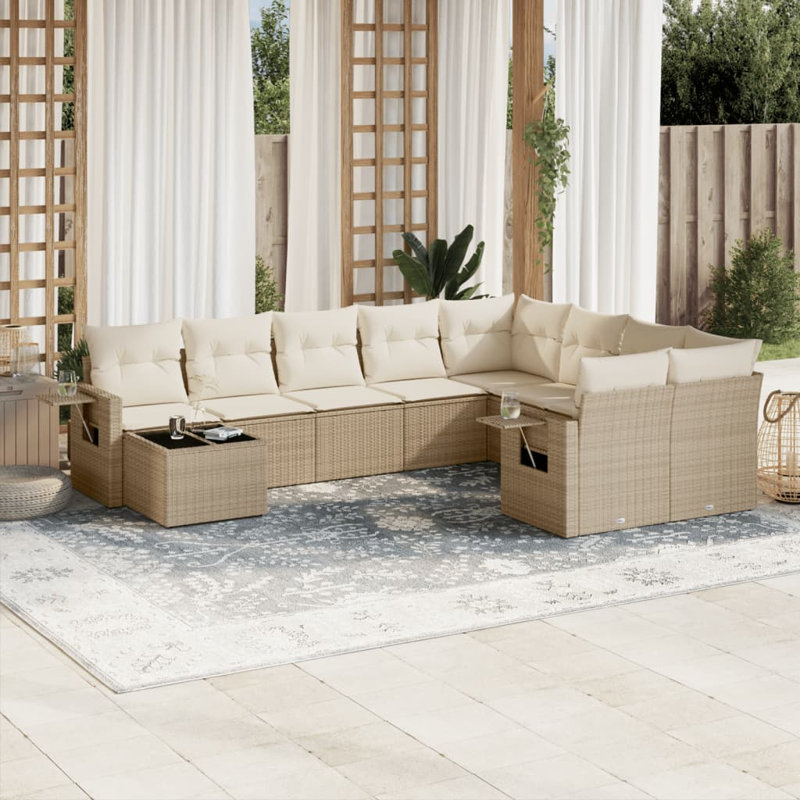Ensemble de canapé de jardin pliable en rotin PE 10 pièces Vidaxl