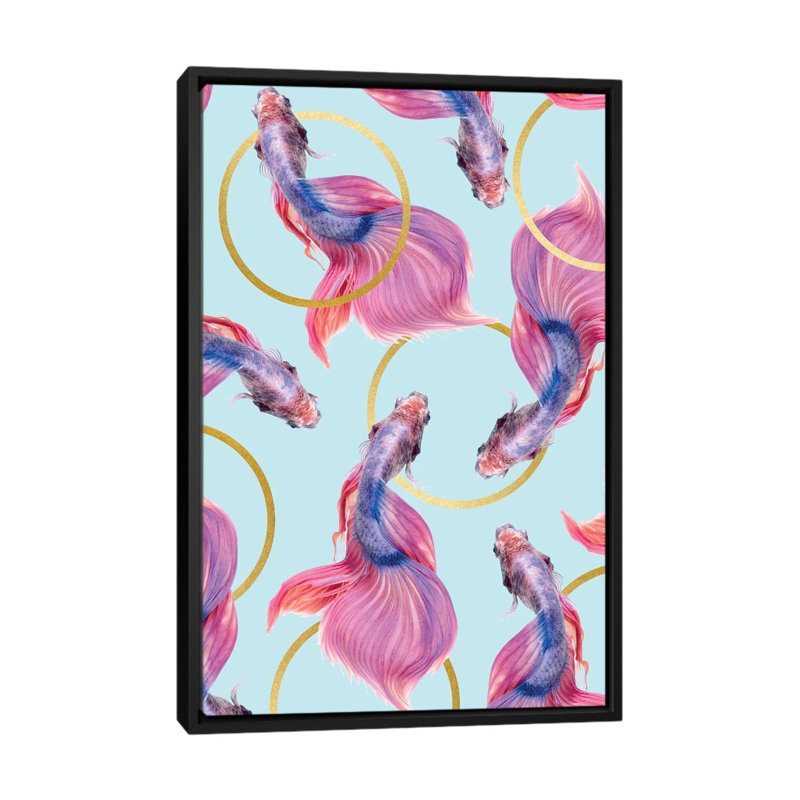 « hula cerceaus », impression sur toile, H 26 po x l 18 po x P 1,5 po, Toile avec cadre noir, Pas de tapis