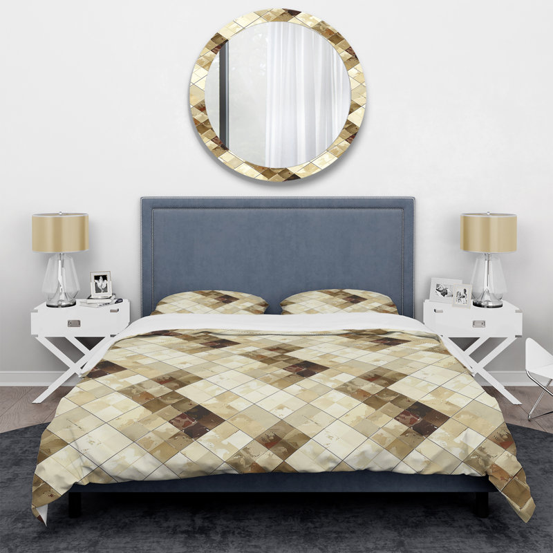 Ensemble de housse de couette transitionnelle beige et crème Argyle Harmony I