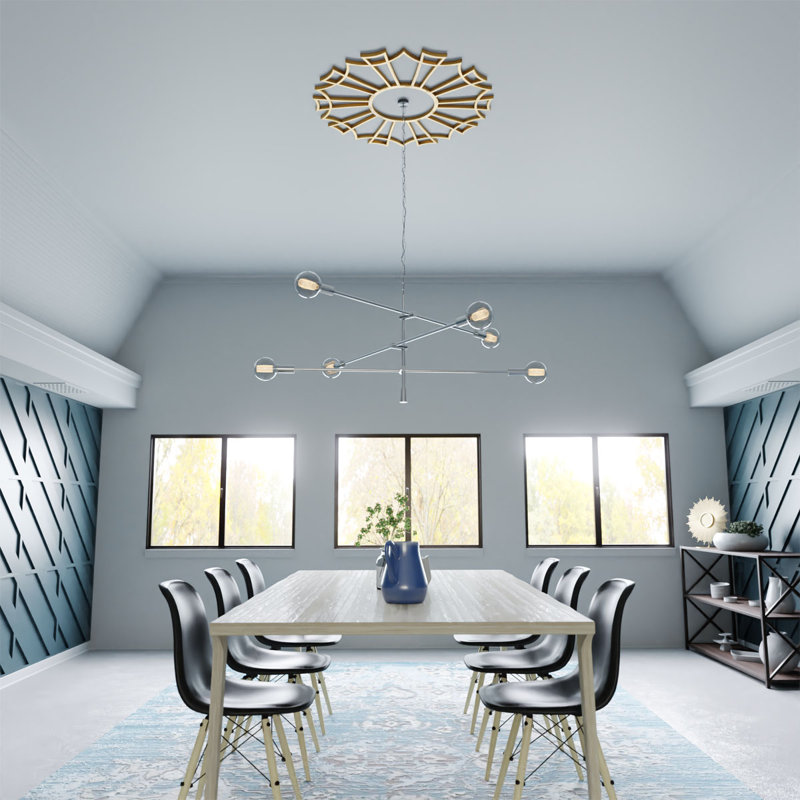 Médaillon de plafond 34 po x 34 po x P 12 po x P 1 po Augustus, H 32 po x l 32 po x P 1 po, Or