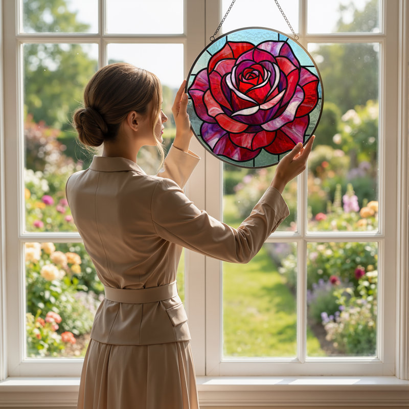 Panneau de vitrail en verre coloré 12 "H 12", H 12 po x l 12 po
