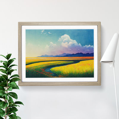 Spring Meadow Landscape View - Framed Print