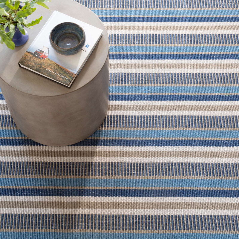 Kit Kemp x Annie Selke Always Greener Blue/Grey Handwoven Indoor/Outdoor Rug, Rectangle 7'6" x 9'6"