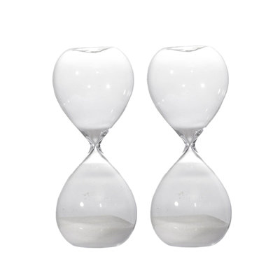 Set Of 2, 10" Ferdinand 60Minute Hourglass, White Sand