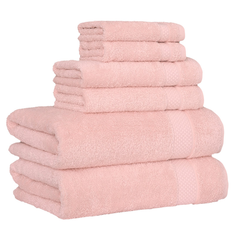 STARLIGHT 6 Piece Turkish Cotton Towel Set, Pink