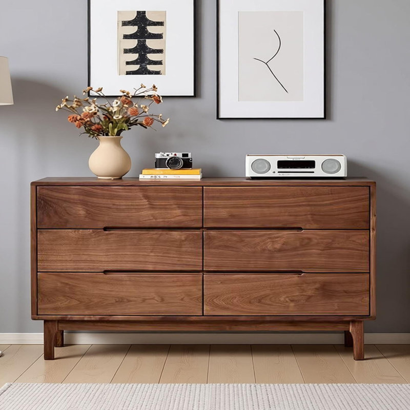 Buffet multi-tiroirs en bois massif avec rangement, 24.41" H x 62.99" W x 15.74" D