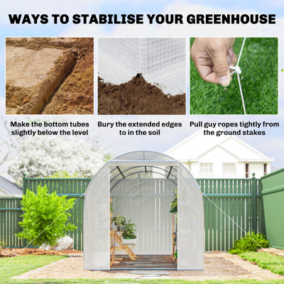 Outsunny 3.5 x 2 x 2 m Polytunnel Greenhouse Walk-in Poly Tunnel White