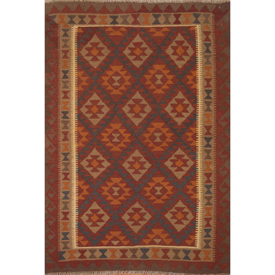 Tapis oriental géométrique Kilim 5 x 6