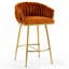 Tabourets de bar de 66 cm de hauteur comptoir, tabourets de bar de comptoir d'îlot de cuisine en velours avec dossier ondulé (ensemble de 2), base chromée et repose-pieds ()-901259826-901259827