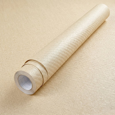 24" x 393" Extra-Wide Grasscloth Wallpaper - 0.5mm Thickened Faux Linen Textured Contact Paper, Peel and Stick Vinyl -Yellow Beige