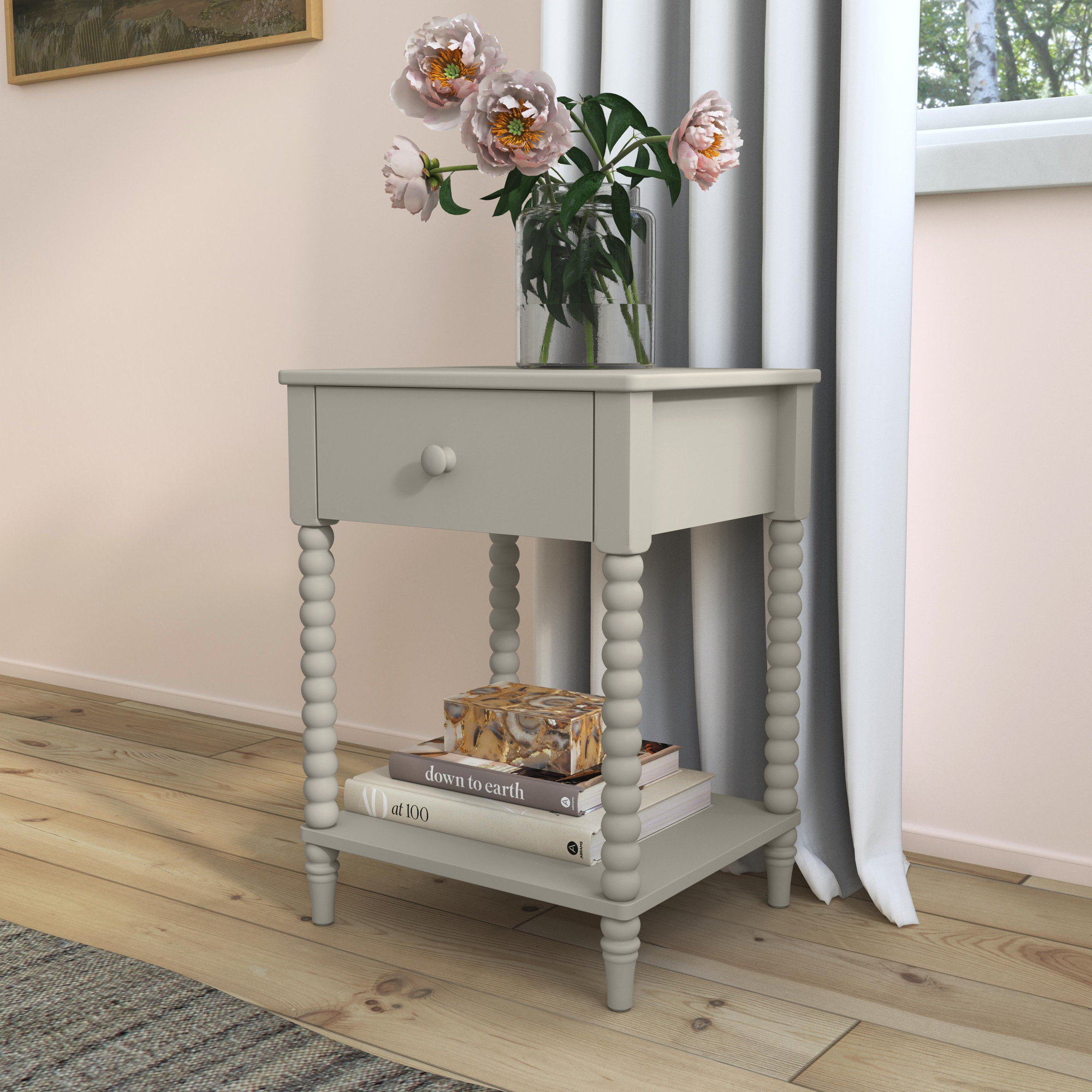 Benbrook 1 - Drawer Spindle Nightstand, Gray