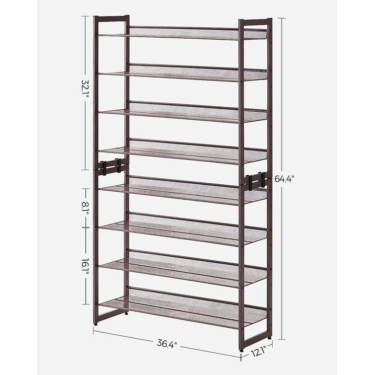 SONGMICS 12-Tier Shoe Rack Tall Metal Shoe Storage Organizer for Closet Set  of 2/6-Tier Big Stackable Shoes Rack Shelf Adjustable Feet & Slanted