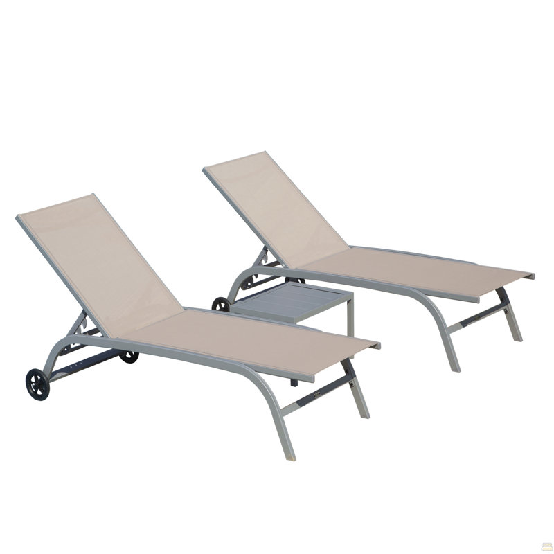 Ensemble de 3 chaises longues d'extérieur