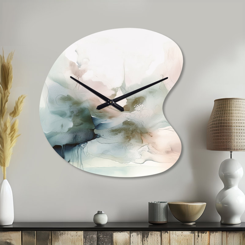 Horloge murale Violette Green and Cream Essence Of Modernity II - Marble, Petit