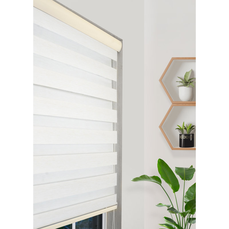 Store à enroulement diaphane sur mesure Ahyaan, l 37" x L 78", Crème