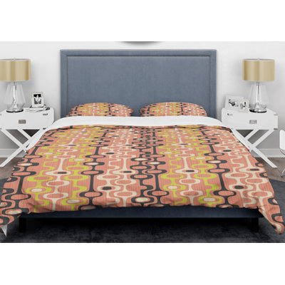 Ensemble de housse de couette de style mid-century rétro abstract xiii