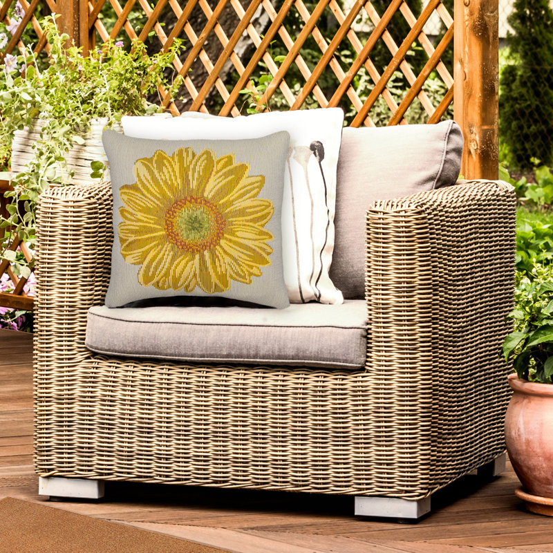 Marina Flower Indoor/Outdoor Pillow, Yellow Floral