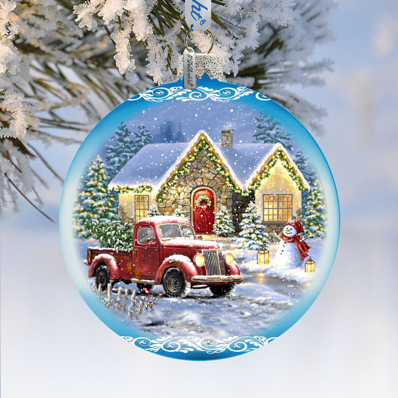 Holiday Splendor 5'' Handmade Glass Hanging Figurine Ornament
