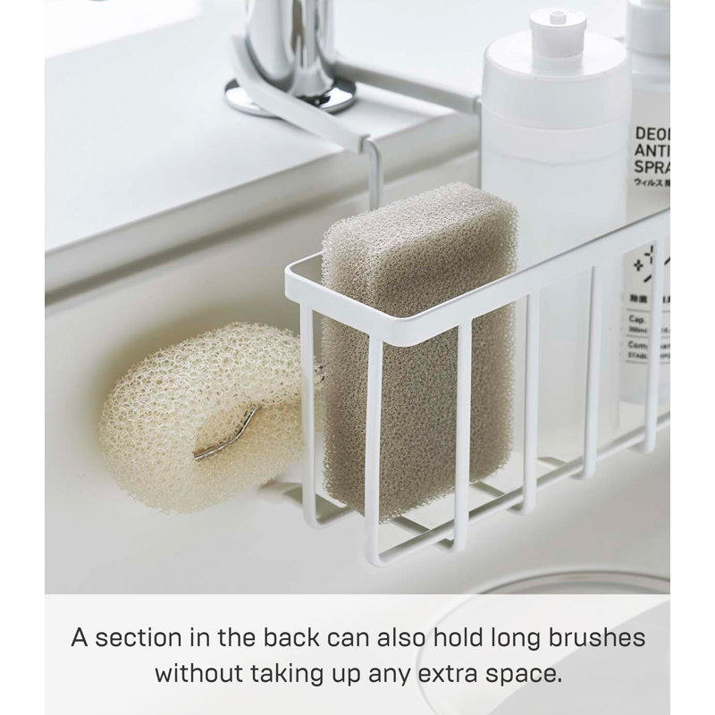 White Steel Faucet-Hanging Kitchen Caddy with Extra Storage