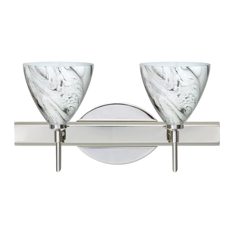 Éclairage pour meuble-lavabo 2 lumières Mia, Nickel satiné, Marbre gris, Incandescent