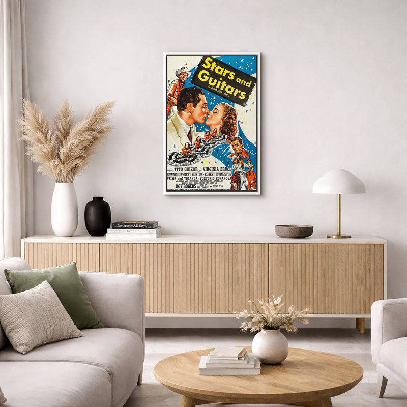 «Classic Western Romance», affiche de film, photos de guitare et d'étoiles, H 24 po x l 16 po x P 1,5 po