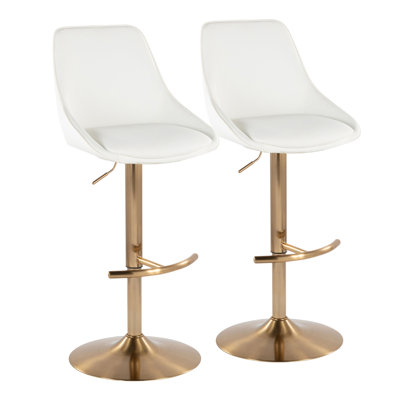 Tabouret de bar réglable Diana avec repose-pieds arrondi en T - ensemble de 2