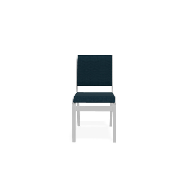 Chaise d'appoint de salle à manger Hiraku, Blanc texturé, Sunbrella® bleu sarcelle