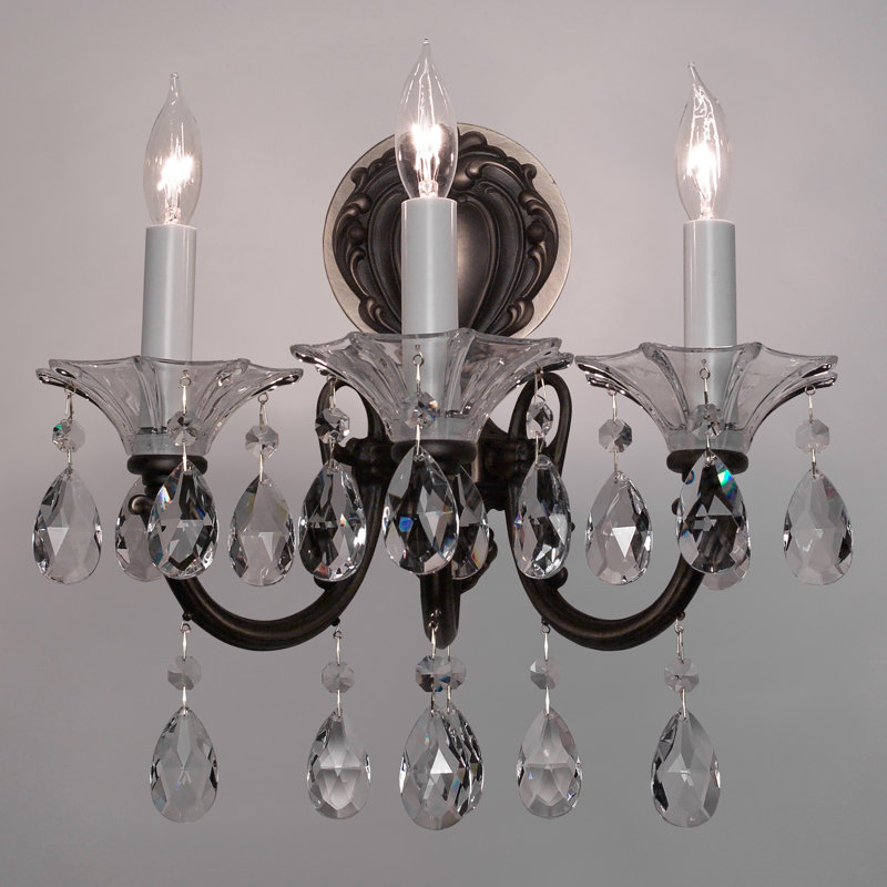Lampe murale bougie 3 lumières Via Lombardi, Crystalique-Plus, Argent millénium