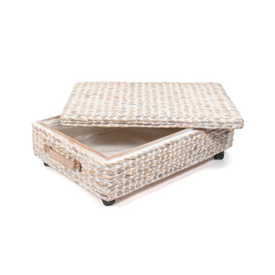 Bac de rangement Minimalist tissé à la main sous le lit avec roulettes, paquet de 1 (blanc délavé)