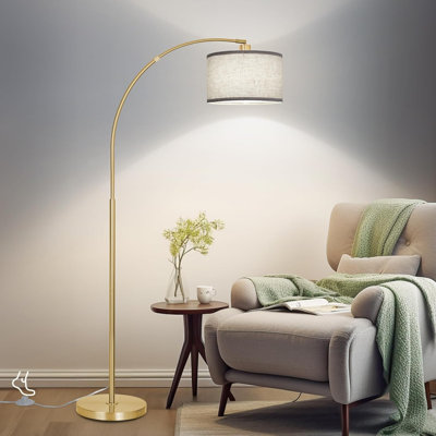 Arc Floor Lamp With Adjustable Lamp Head And Foot Switch, Includes LED Bulb - Classic Design For Living Room, Bedroom, Study
