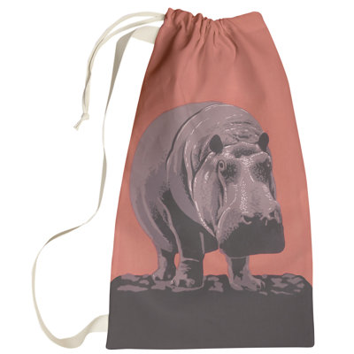 Sac à linge rétro hippopotame zoo affiche