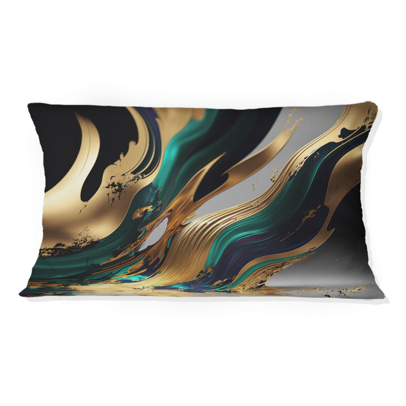Green And Gold Agate II - Abstract Transitional Printed Throw Pillow