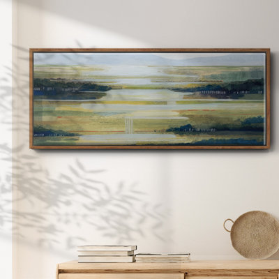 Lime Strata I- Framed Canvas