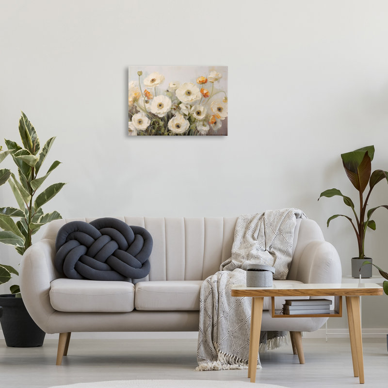 Art mural en toile White Ranunculus Blooms par Petals Prints Design, H 16 po x l 24 po