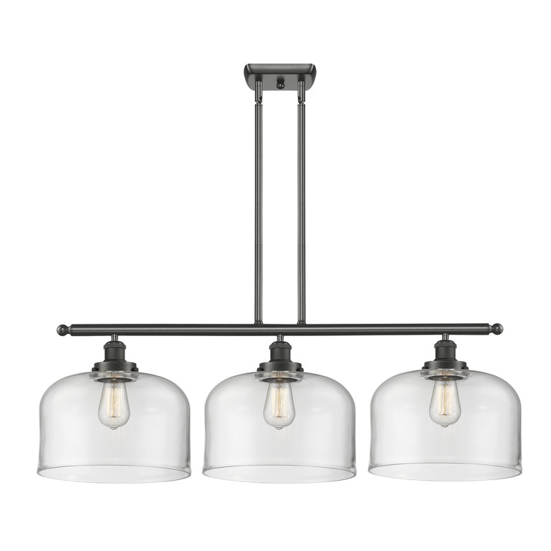Lattimer 3-Light Dimmable Metal Pendant, LED, Clear, Oil Rubbed Bronze