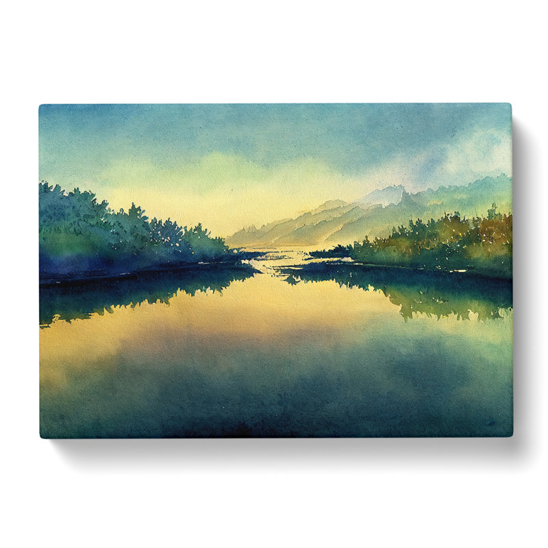 XXX-H1022-WF-7739X Serene River - Wrapped Canvas Painting, 35cm H x 50cm W x 3cm D