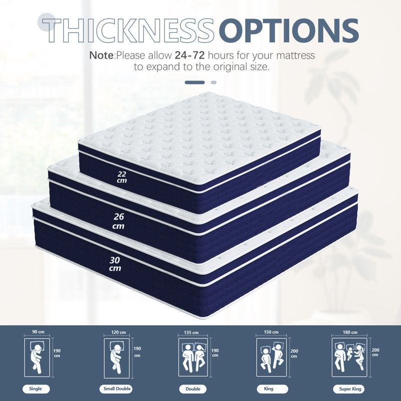 Chisato 34cm Pillow Top Pocket Sprung 2000 Mattress, Super King (6')