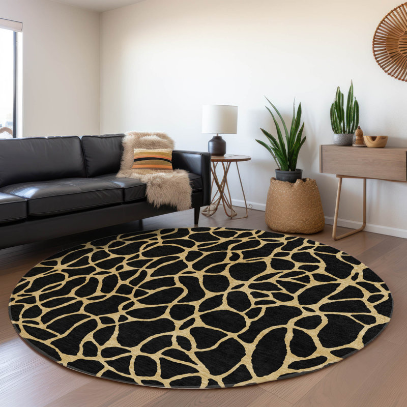  Tapis intérieur / extérieur lavable à la machine Chayden ACN1023, Rond 8 pi