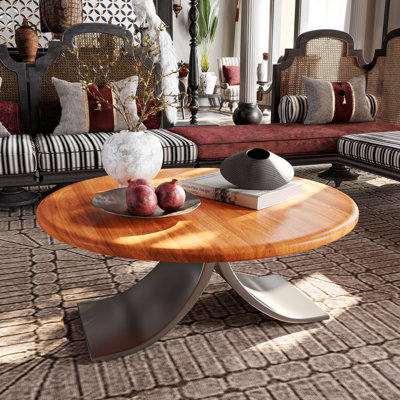 Table basse en bois de cerisier fait à la main de 31,5 po, table d'appoint unique pour le salon