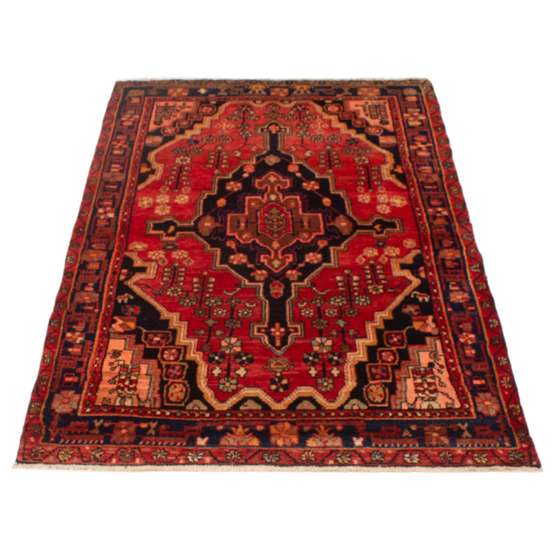 Tapis rouge rectangulaire en laine de conception unique 4 pi 4 po x 7 pi Hemko
